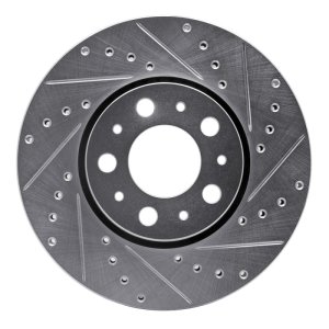 Volvo S60 Brake Rotor (1) - Front Right - R1 Concepts - Drilled & Slotted - Silver - `99-`09